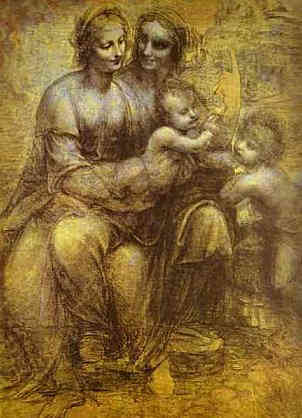 Burlington House Cartoon (Mary, Christ, St. Anne And The Infant St. John) -- National Gallery, London, UK.