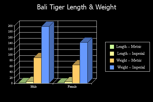 Length and weight chart for the Bali tiger